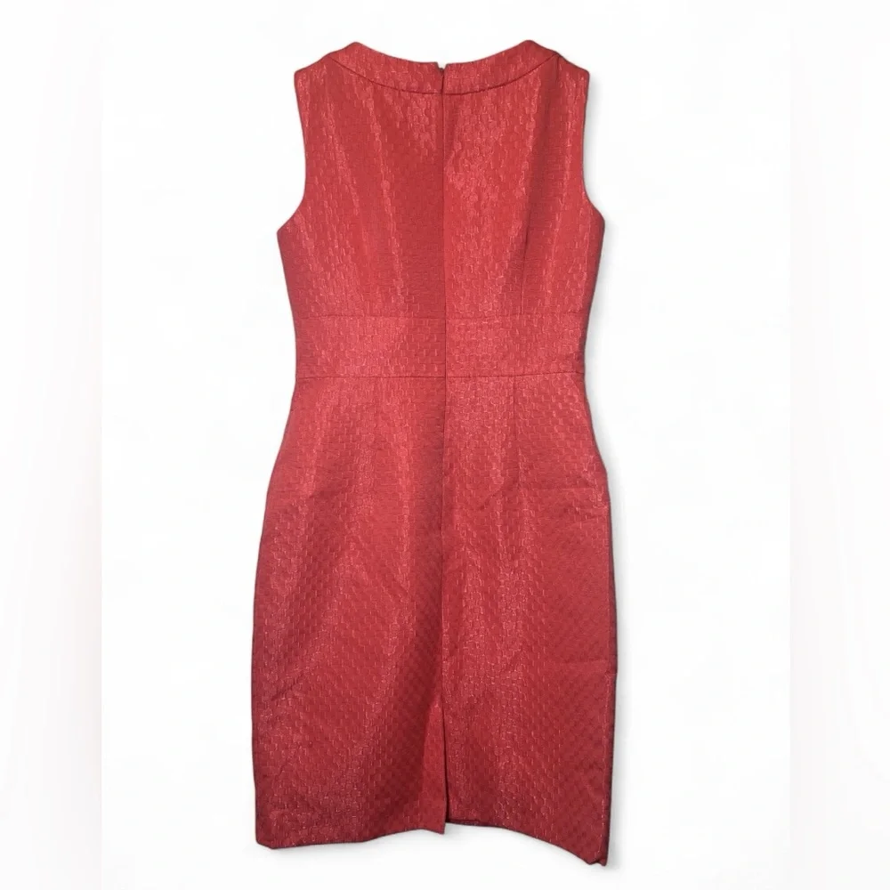 Tahari ASL Arthur S Levine Coral Geometric Textured Dress Size 2 A-Line Sheath - Picture 2 of 5